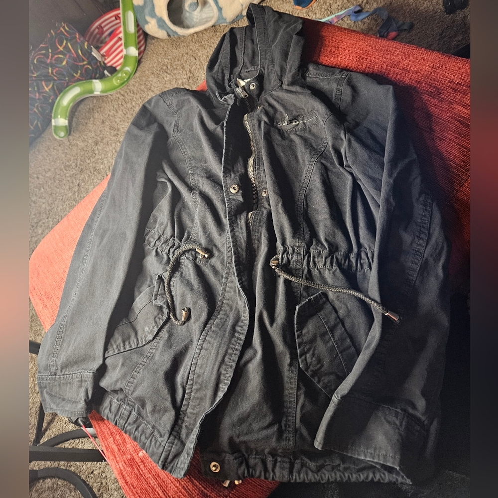 Outer Edge Junior's Large Women's Medium Black Utility Canvas Hooded Jacket